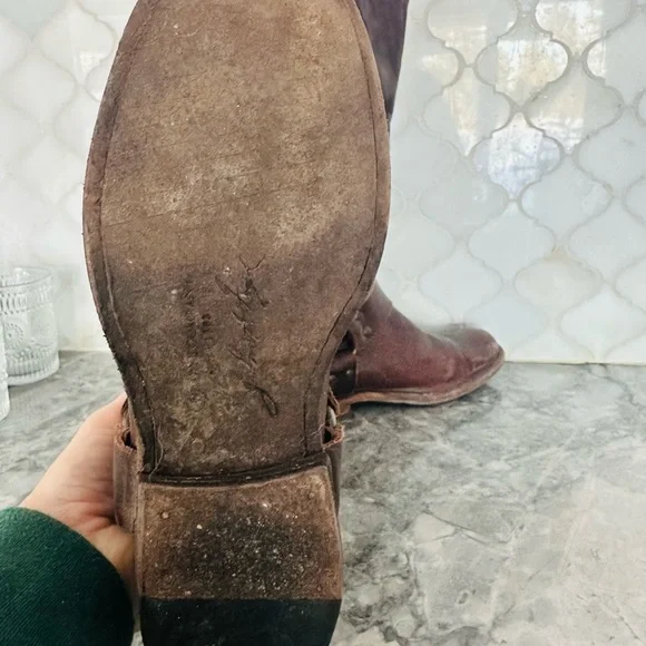 Frye Rich Brown Leather Boots - New Sz 7 Made in Mexico - Picture 10 of 14